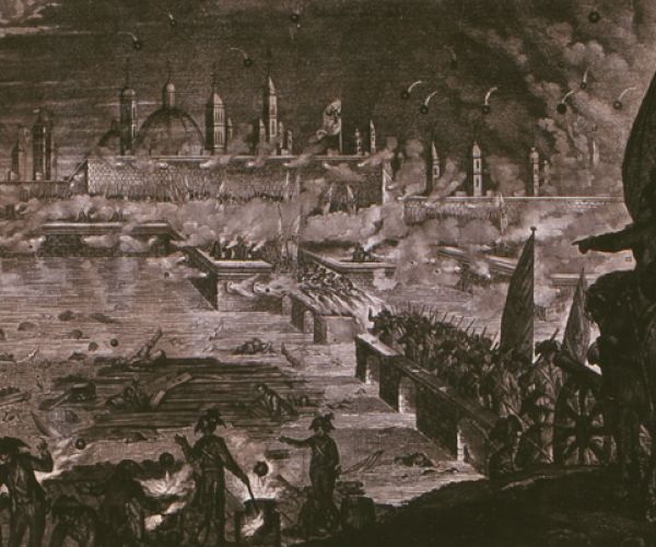 Assedio francese a Mantova, acquaforte, 1796 circa