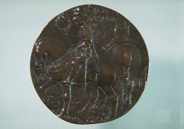 Pisanello, coin depicting Gianfrancesco Gonzaga mounted, s.d.