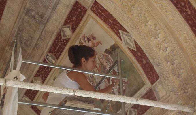 Loggia e loggetta - una fase dei restauri